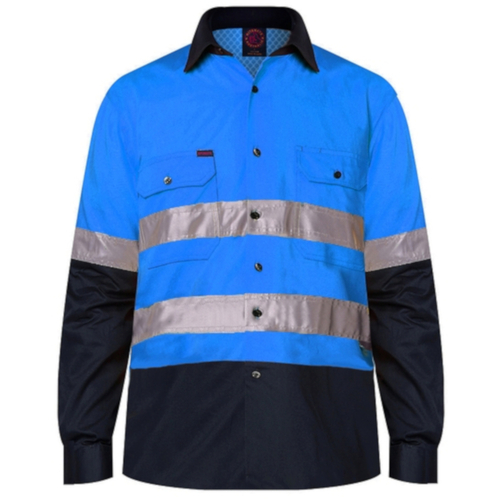 WORKWEAR, SAFETY & CORPORATE CLOTHING SPECIALISTS - 2 Tone Vented Light Weight Open Front S/S Shirt with 3M 8910 Reflective Tape